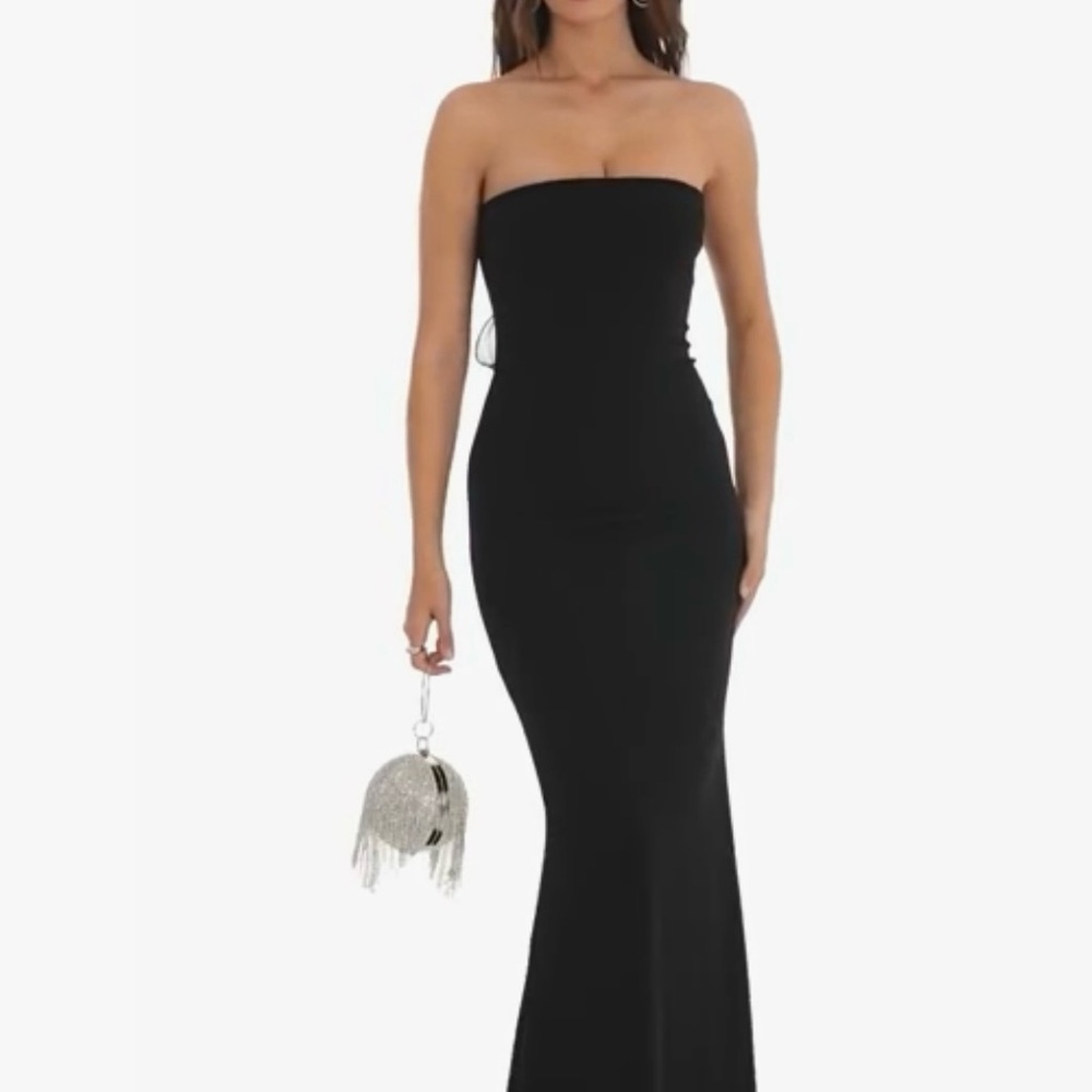 Lucy in the Sky Black Strapless Gown